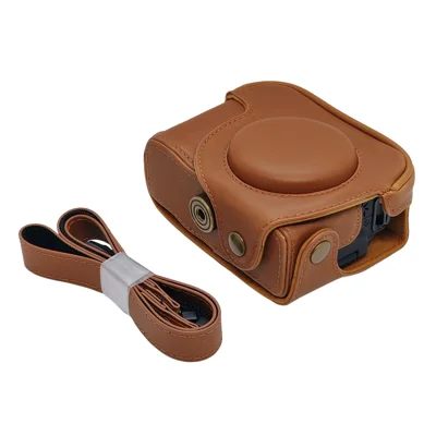 Camera Bag For Canon PowerShot G12 / G11 / G10 Anti Scratch PU Leather Portable Case with Shoulder Strap - Brown
