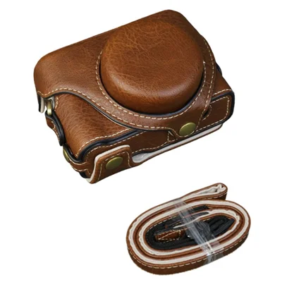 Funda para cámara Sony ZV-1F / ZV-1M2 con apertura para batería, funda protectora de cuero portátil - Café