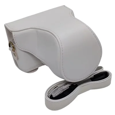 Kameratasche für Canon EOS M / M10 / M100 / M200, Retro-Stil, PU-Leder, Schutzhülle mit Schultergurt, Retro-Stil - Weiß