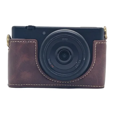Funda inferior de cuero sintético PU para cámara Sony ZV-1 II / ZV-1F con apertura para batería - Café
