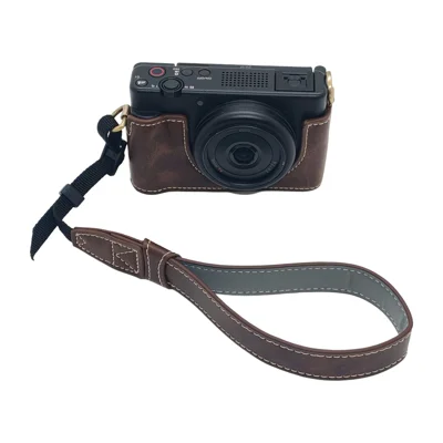 Funda inferior de cuero PU para cámara Sony ZV-1 II / ZV-1F con correa de mano y apertura para batería - Café