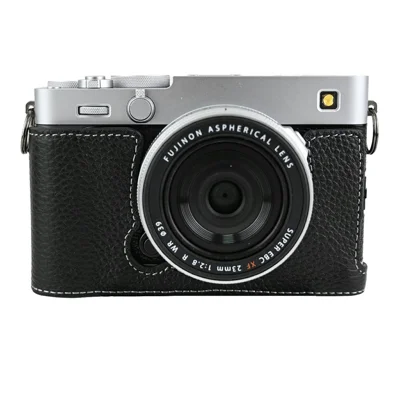 Чехол для камеры Fujifilm X-E5 из натуральной коровьей кожи с доступом к батарейному отсеку - черный