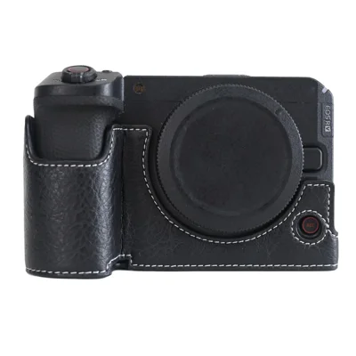 Für Canon EOS R6 V Kameratasche Litschi-PU-Leder Schutzhülle mit Batteriefachzugang - Schwarz