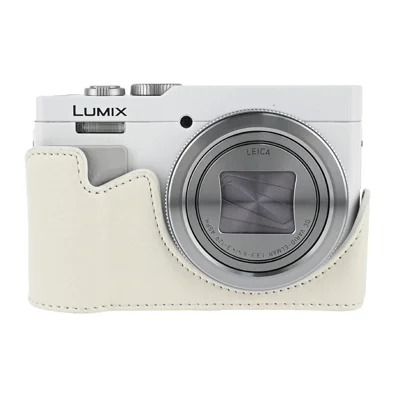 Camera Half Case voor Panasonic ZS99 / TZ99 Litchi-structuur PU-leer Flanellen Voering Onderaan Open Tripod Schroefgat Beschermhoes