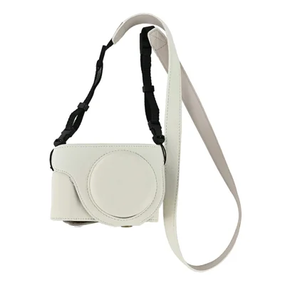 Voor Panasonic Lumix DMC-ZS99 / DMC-TZ99 Camera Case PU Leather + Microfiber Beschermhoes met Schouderriem - Wit