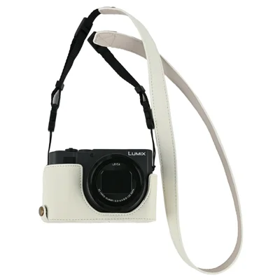 Voor Panasonic Lumix ZS300 / TZ300 Litchi Camera Base Beschermlaars met Schouderriem en Batterijtoegang - Wit