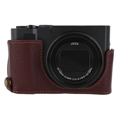 Funda para cámara Panasonic Lumix ZS300 / Lumix TZ300, base de cuero vacuno genuino con acceso inferior para batería - Café