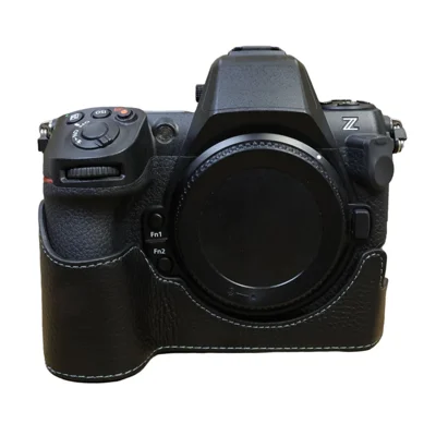 غطاء سفلي جزئي من جلد البقر الأصلي لكاميرا Nikon Z8 مع فتحة للبطارية - أسود