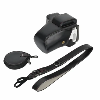 For Canon EOS 200D / 200D II Camera Bottom Case Leather Cover Easy to Change Battery - Black