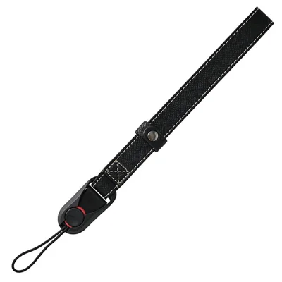 26cm DSLR Camera Carrying Lanyard Palm Texture PU Leather Quick Release Wrist Strap - Black