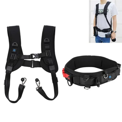 PULUZ PKT3060 2 in 1 Camera Straps Kit PU234 Waist Belt + PU6002 Double Shoulder Strap for SLR  /  DSLR Cameras