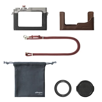 AMAGISN Rabbit Cage for DJI Osmo Action 6 Magnetic Quick Release Camera Protective Frame with Leather Case