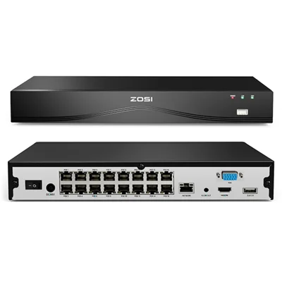 ZOSI 4K 8MP 24-Channel PoE NVR Compatible with Zosi PoE 4K  /  5MP  /  3MP  /  4MP  /  8MP Camera Dual HDD Backup Security System Network Video Recorder - Black