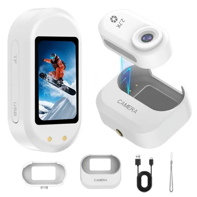 DM10pro 1.47 Inch HD Screen 2.7K Sports Camera for Outdoor Cycling Thumb Size Action Cam, with 32GB Card + Card Reader - White