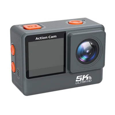 F308AATR 1.3 Pollici Schermo Anteriore + 2.0 Pollici Schermo Posteriore Touch Screen Action Camera 6 Assi Anti-Shake 5K HD Sports Camera con Custodia Impermeabile