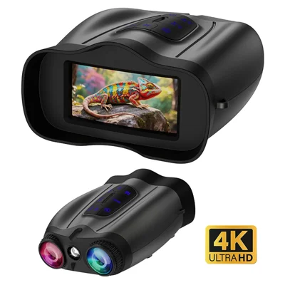 4K Night Vision Binoculars 4.5 Inch Screen 16X Digital Zoom 5000mAh IR Infrared Digital Telescope Camera for Hunting Wildlife - Black