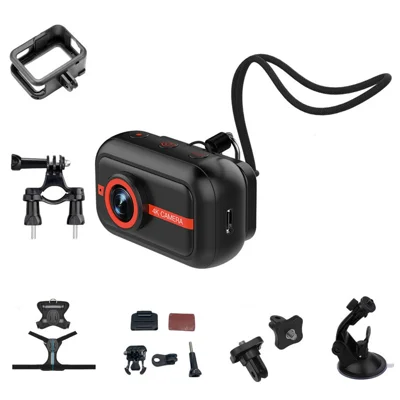 LK2317 Action Camera 4K con Scheda 32GB e Lettore Schede, Stabilizzazione EIS, Fotocamera Magnetica per Animali, Ciclismo, Sport con Accessori Completi - Nero