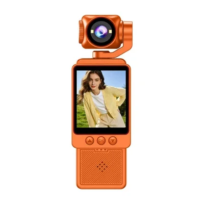 DV09 Handheld HD Action Camera 4K Video Recording 270 Degree Rotating Lens 1.54 Inch LCD Pocket Vlog Camcorder for Outdoor Sports Cycling - Arancione