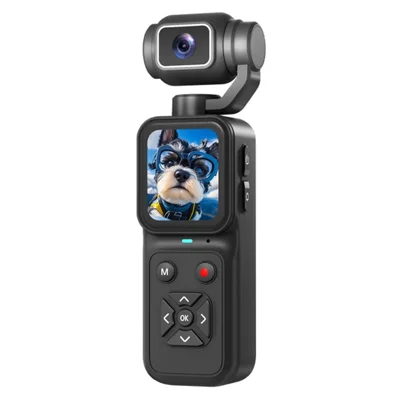 HJD09 4K HD Pan-Tilt Gimbal Camera 48MP 1,69 pollici IPS Display Zoom digitale 16x Fotocamera tascabile per Vlogging - Nero