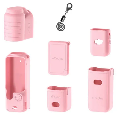 AMAGISN For DJI Osmo Pocket 3 Silicone Protective Case Lens Cap Gimbal Guard Accessory - Pink