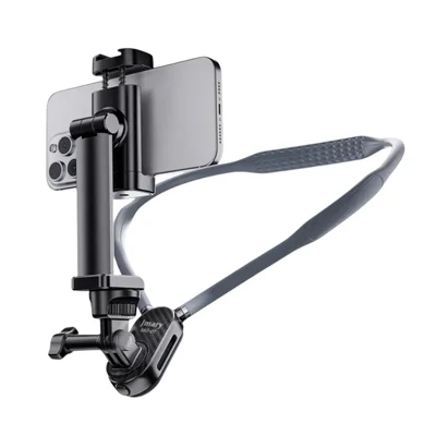 JMARY MG-01 Neck Mount for Phone Action Camera POV / Vlog Selfie Mount Hand Free Holder - Grey