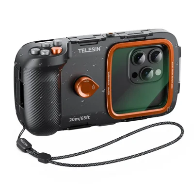TELESIN 20m IP68 Diving Phone Housing for 5.4–6.9 inch Smartphones, Underwater Photography Case with Anti-Fog Glass, Camera Control & Color Compensation