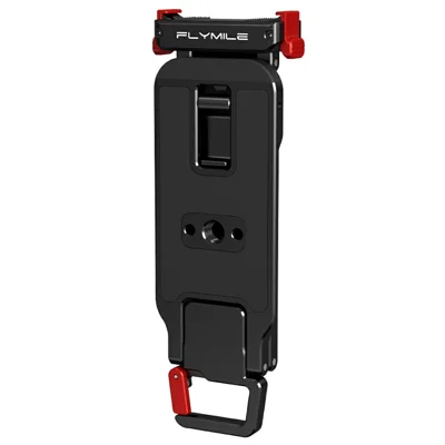 Treppiede Metallico con Sistema di Rilascio Rapido FLYMILE per DJI Osmo Action 5 Pro / 4 / 3, Supporto Pieghevole Magnetico con Moschettone - Nero