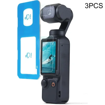 2 Sets For DJI Osmo Pocket 3 Camera Screen Film + Lens Film Tempered Glass 9H Hardness Screen Protectors - Transparent