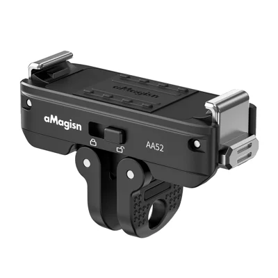 AMAGISN AA52 Metal Magnetic Quick Release Mount Adapter for DJI Osmo 360 / Action 5 Pro / 4 / 3 One-Click Lock Camera Accessory - Black