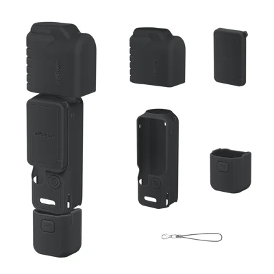 AMAGISN For DJI Osmo Pocket 4 Full Body Protection Shockproof Silicone Case Action Camera Protective Cover - Black