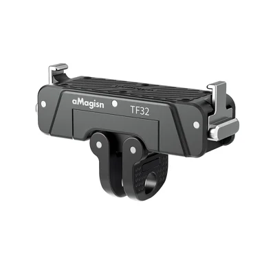 AMAGISN For Insta360 Go Ultra Metal Quick Release Camera Mount Magnetic Dual Lock Aluminum Alloy Adapter - Black