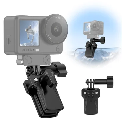Windshield Clamp Mount for GoPro Hero 11  /  Hero 10  /  DJI Action 6  /  5  /  4  /  3  /  Insta360 X3  /  X2 Zinc Alloy Motorcycle Camera Holder - Black