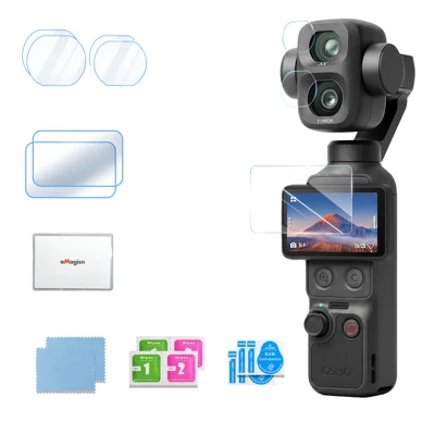 AMAGISN BD78 2Pcs Screen Protector and Lens Film Set for DJI Osmo Pocket 4P HD 9H Anti-Fingerprint Tempered Glass Film