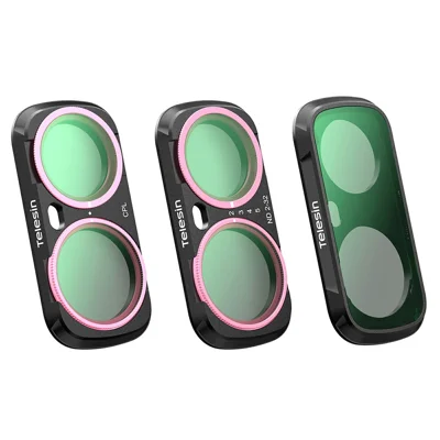 TELESIN S5-FLT-85-TIS pour kit de filtres Insta360 Luna, ensemble de filtres CPL VND diffusion noire 1/4 pour caméra - transparent