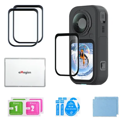 AMAGISN PL02 для Insta360 X6, защитная пленка из закаленного стекла, 9H, 0,33 мм, 5-слойная HD пленка с антиотпечатками покрытием — как показано