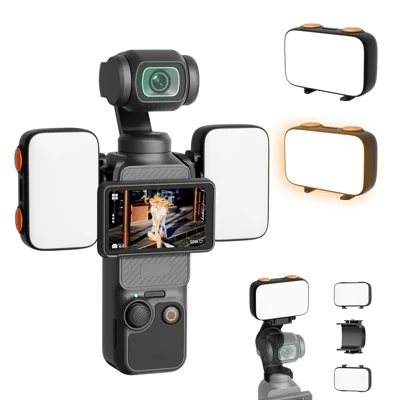 XJ98-S2 2 Stück Tragbare Ausleuchtleuchten für DJI Osmo Pocket 4P / 4 / 3 USB-C Nachladbar 40-LED 3 Farbmodi Kamera-Leuchten
