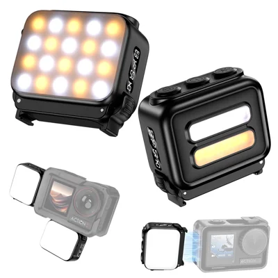 XJ111-AC 3W tragbares Licht für DJI Osmo Nano / Action 5 / 4 / 3 Action-Kamera, magnetische Schnellwechseleinrichtung, LED-Licht – Schwarz