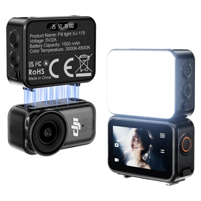 XJ-115 Magnetische Schnellwechsel-Beleuchtung für DJI Osmo Nano / Action Series Kameras 35-LED 3000K-6500K Fotoleuchte - Schwarz