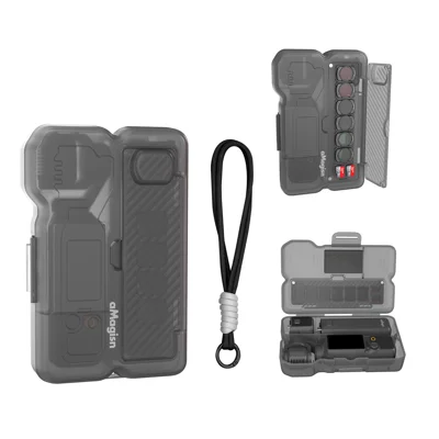 AMAGISN BD37 Carrying Case for DJI Osmo Pocket 4 / 3 Hard Shell PP Magnetic Closure Storage Compartments Protective Box - Semi-Transparent Black