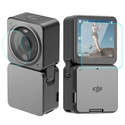 ENKAY HAT PRINCE Scherme Prottor Per DJI Action 2, Clear 9H High-allumina-silicon Temped Glass Screen Protector + Lens Protector