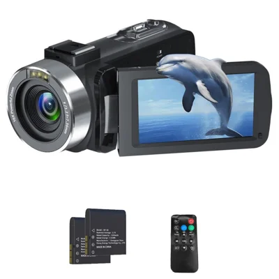 4K Ultra HD-kamerarecorder, 3,0 tum 270° rotation 80 MP 18X digital zoom digitalkamera med 2 batterier för utomhusresor