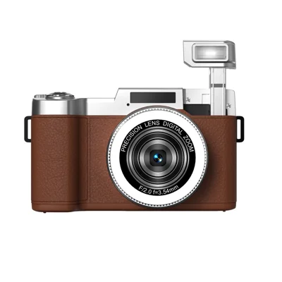 CDR2L 2.8 inch Flip Screen 4K 30FPS 18X Digital Zoom CCD Digital Camera with Pop-up Flash - Brown