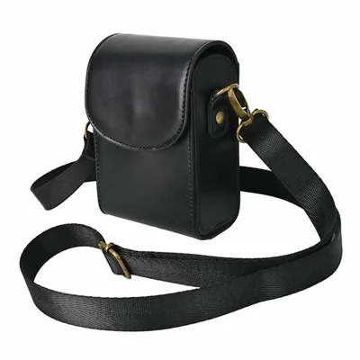 Universal PU Leather Camera Protective Case with Magnetic Clasp Flip-Top Shoulder Bag for Small Digital Cameras - Black