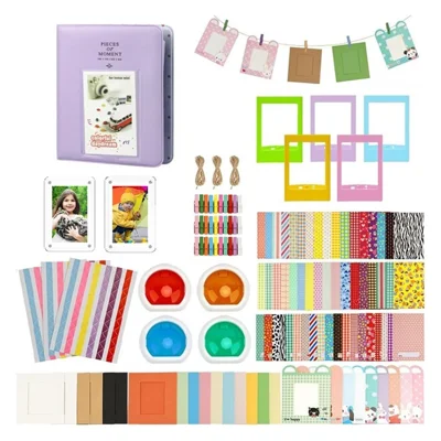 Accessory Kit for Fujifilm Instax Mini 11 / 12 Camera Photo Album, Frames, 4 Color Filter - Purple