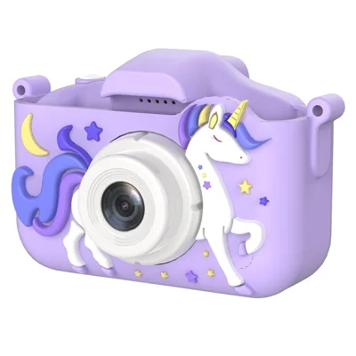 X208 Cartoon Mini 2.0 inch HD Dual Lens Camera Portable Kids Digital Camera - Purple