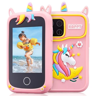 Z10 X Type 2.8 Inch Touch Screen Kids Toy Phone Camera Dual Lens Video Recorder with Flash - Pink