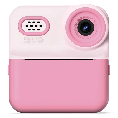 P03 Instant Print Camera for Kids 1080P Digital Video Camcorder Dual Cameras with 3 Rolls Print Paper - Pink