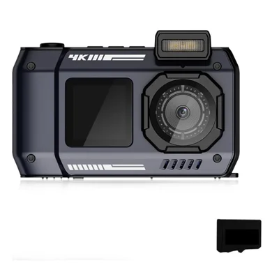 D50 Waterproof Action Camera Portable Outdoor Sports Dual Screen Camera with 32G TF Card - Black