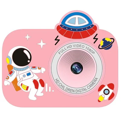 Y8S Cute Cartoon Design Kids Digital Camera HD Dual Lens Video Recorder for Children (No Memory Card) - Astronaut Pink