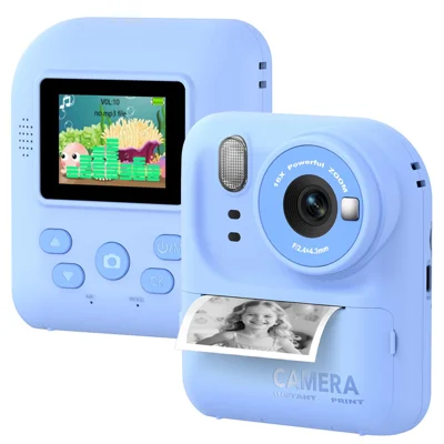 P89 HD Children Instant Print Camera Portable Kids Digital Camera Photo Printer with 32GB Memory Card - Blue